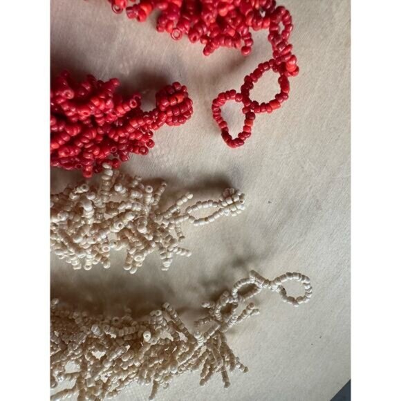 Nautical Coral-Inspired Beaded Bracelets Design Red & Cream Handmade - Picture 5 of 10